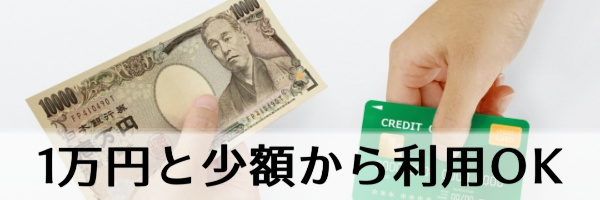 1万円と少額から利用可能